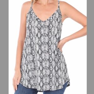 Snakeskin Print Reversible Spagetti Cami